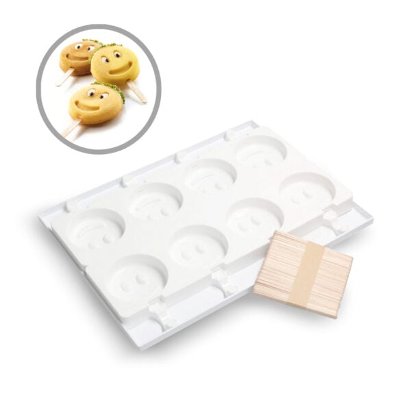MOLDE DE SILICON PARA PALETA DE HELADO GEL07  MR FUNNY - 8 PALETAS /SET 2 PIEZAS/ UNA UNIDAD