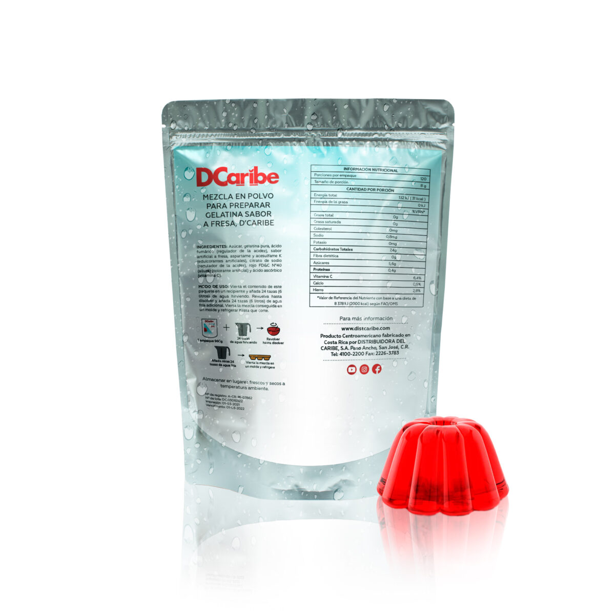 GELATINA DE FRESA DCARIBE BOLSA 960 Grs - Image 2
