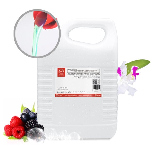 BASE DE DESINFECTACTE DE AMBIENTES Y SUPERFICIES AROMA ORQUÍDEAS Y FRUTOS SILVESTRES ENVASE DE GALON 3 KG
