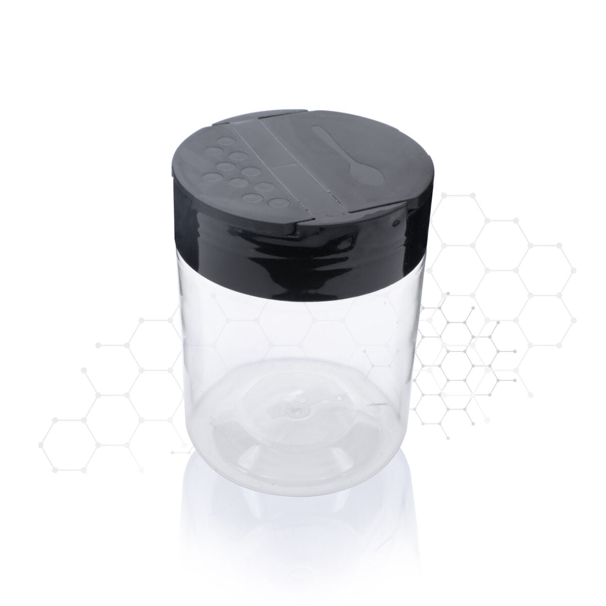 ENVASE ESPECIERO SELLO INDUCCION PET S6580 TAPA NEGRA 2 BOQUILLAS ENVASE + TAPA UNA UNIDAD - Image 2