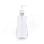 ENVASE PET CURVAS 450 ML. 25 GR +BOMBA DISPENSADORA TIPO L 28-410 BLANCO/NATURAL UNA UNIDAD